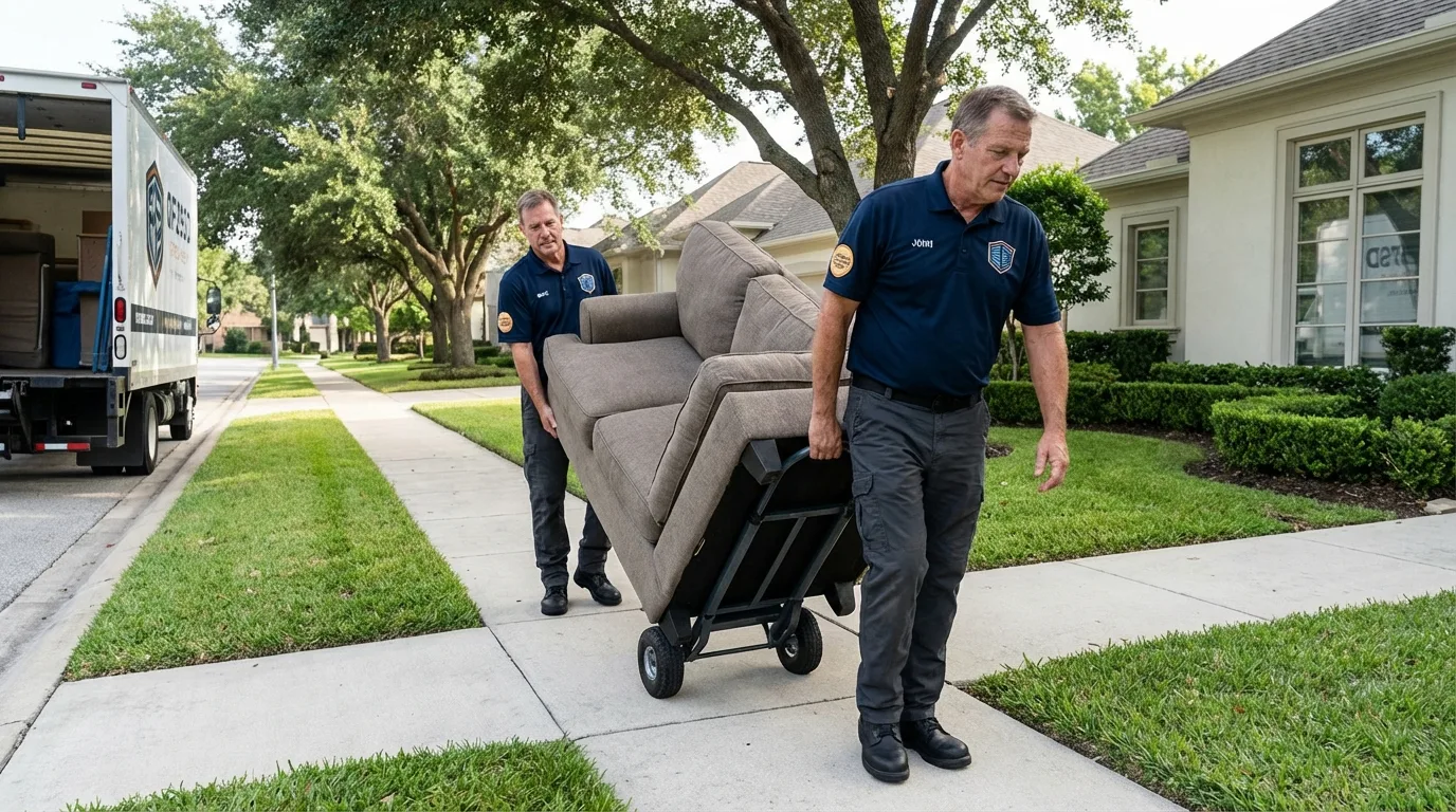 Local residential moving crew loading furniture in Woonsocket, RI
